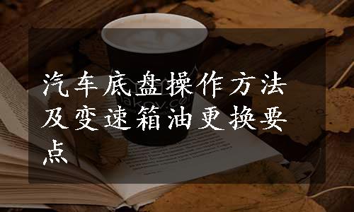 汽车底盘操作方法及变速箱油更换要点