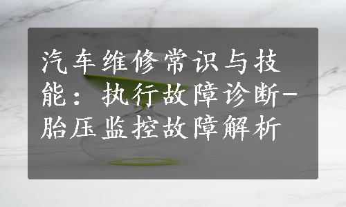 汽车维修常识与技能：执行故障诊断-胎压监控故障解析