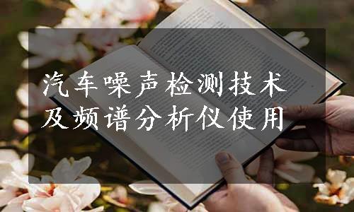 汽车噪声检测技术及频谱分析仪使用