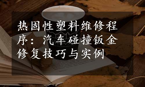 热固性塑料维修程序：汽车碰撞钣金修复技巧与实例