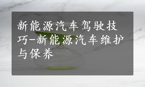 新能源汽车驾驶技巧-新能源汽车维护与保养