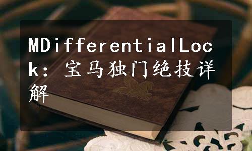 MDifferentialLock：宝马独门绝技详解