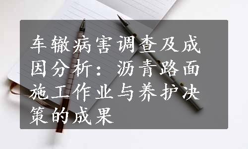 车辙病害调查及成因分析：沥青路面施工作业与养护决策的成果