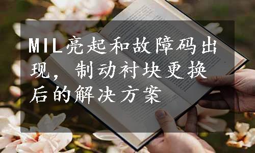 MIL亮起和故障码出现，制动衬块更换后的解决方案