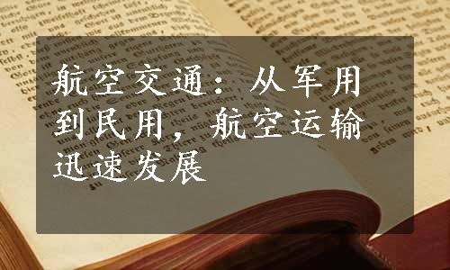 航空交通：从军用到民用，航空运输迅速发展