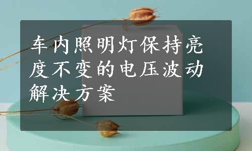 车内照明灯保持亮度不变的电压波动解决方案