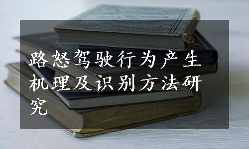 路怒驾驶行为产生机理及识别方法研究