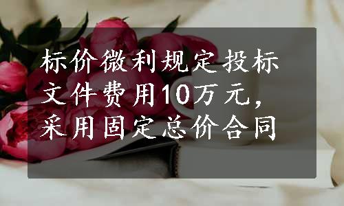 标价微利规定投标文件费用10万元，采用固定总价合同