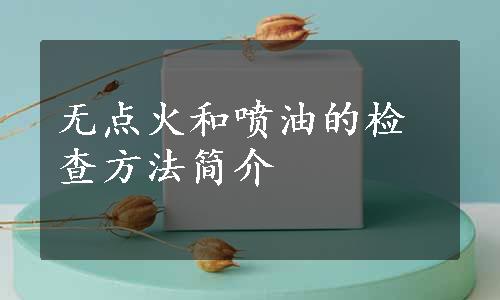 无点火和喷油的检查方法简介