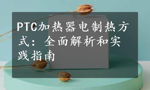 PTC加热器电制热方式：全面解析和实践指南