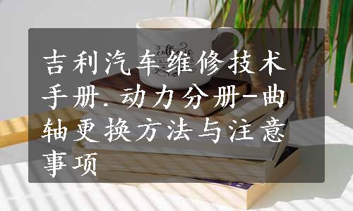 吉利汽车维修技术手册.动力分册-曲轴更换方法与注意事项