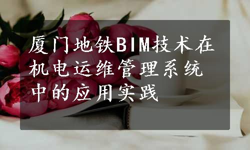 厦门地铁BIM技术在机电运维管理系统中的应用实践