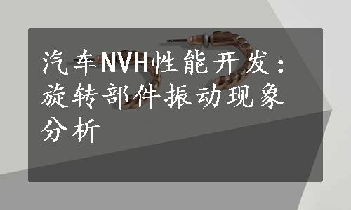 汽车NVH性能开发：旋转部件振动现象分析