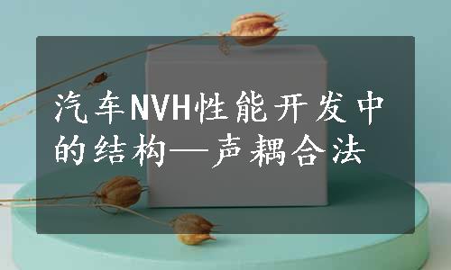 汽车NVH性能开发中的结构—声耦合法