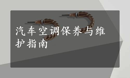 汽车空调保养与维护指南