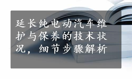 延长纯电动汽车维护与保养的技术状况，细节步骤解析