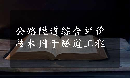 公路隧道综合评价技术用于隧道工程