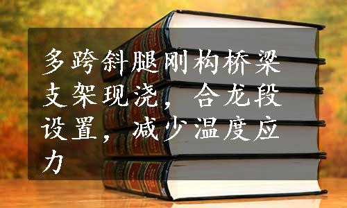 多跨斜腿刚构桥梁支架现浇，合龙段设置，减少温度应力