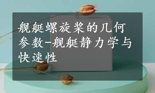 舰艇螺旋桨的几何参数-舰艇静力学与快速性