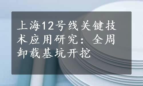 上海12号线关键技术应用研究：全周卸载基坑开挖