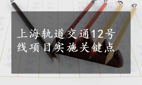 上海轨道交通12号线项目实施关键点