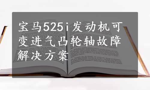 宝马525i发动机可变进气凸轮轴故障解决方案