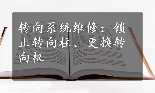 转向系统维修：锁止转向柱、更换转向机