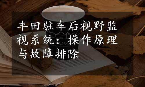 丰田驻车后视野监视系统：操作原理与故障排除