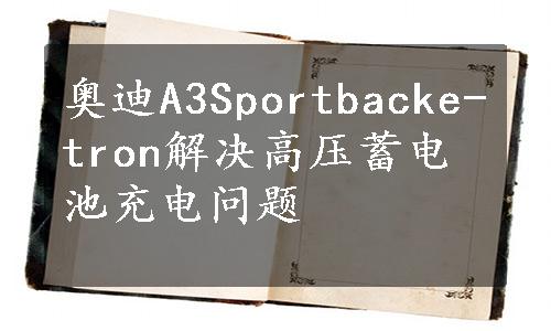 奥迪A3Sportbacke-tron解决高压蓄电池充电问题