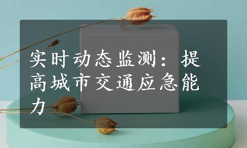 实时动态监测：提高城市交通应急能力