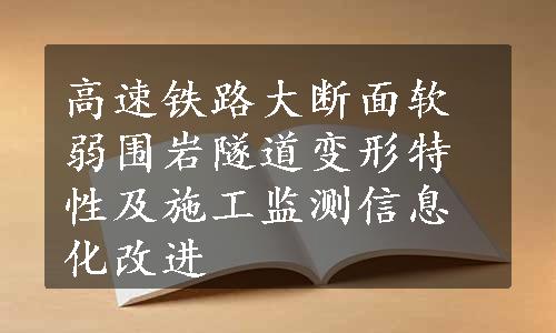 高速铁路大断面软弱围岩隧道变形特性及施工监测信息化改进