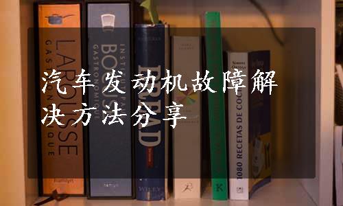 汽车发动机故障解决方法分享