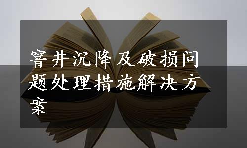 窨井沉降及破损问题处理措施解决方案