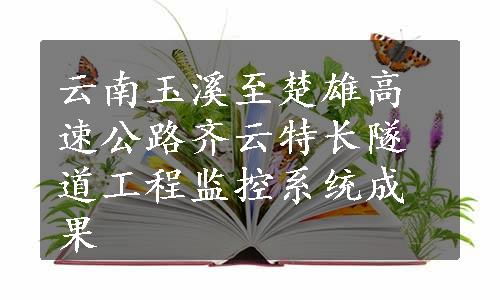 云南玉溪至楚雄高速公路齐云特长隧道工程监控系统成果