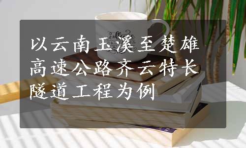 以云南玉溪至楚雄高速公路齐云特长隧道工程为例