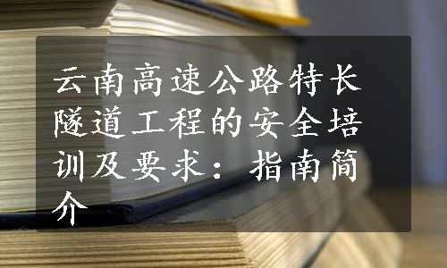 云南高速公路特长隧道工程的安全培训及要求：指南简介