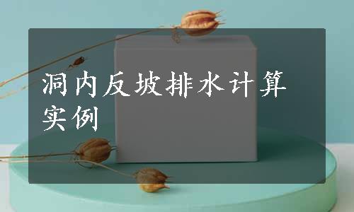 洞内反坡排水计算实例