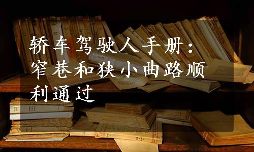 轿车驾驶人手册：窄巷和狭小曲路顺利通过