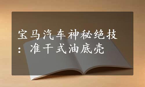 宝马汽车神秘绝技：准干式油底壳