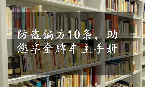 防盗偏方10条，助您享金牌车主手册