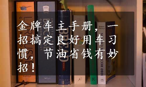 金牌车主手册，一招搞定良好用车习惯，节油省钱有妙招！