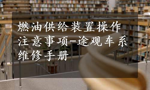 燃油供给装置操作注意事项-途观车系维修手册