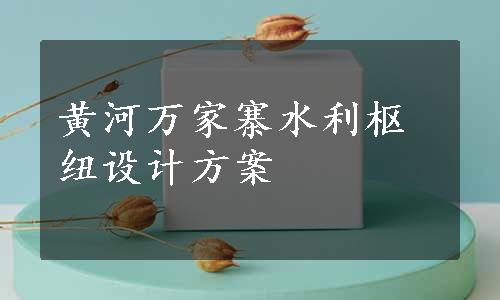 黄河万家寨水利枢纽设计方案