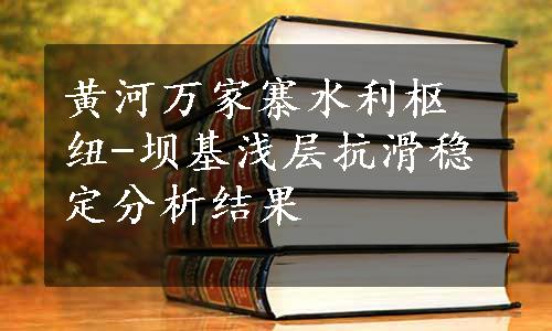 黄河万家寨水利枢纽-坝基浅层抗滑稳定分析结果