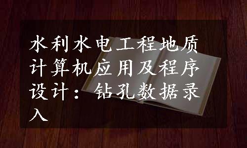 水利水电工程地质计算机应用及程序设计：钻孔数据录入