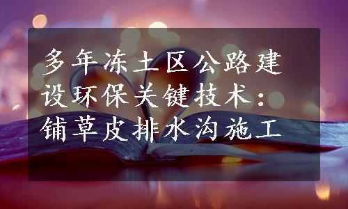 多年冻土区公路建设环保关键技术：铺草皮排水沟施工