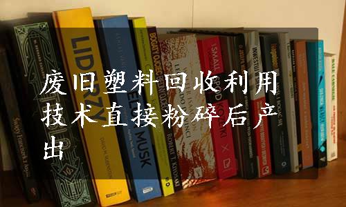 废旧塑料回收利用技术直接粉碎后产出