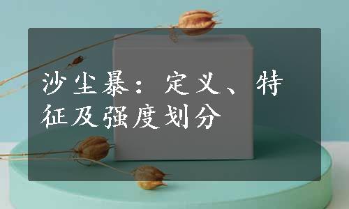 沙尘暴：定义、特征及强度划分