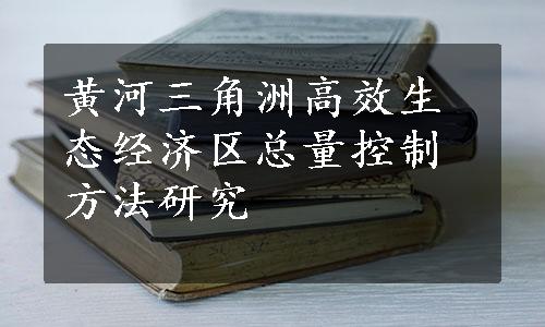 黄河三角洲高效生态经济区总量控制方法研究