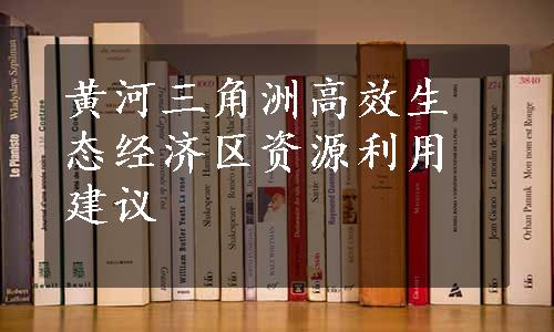 黄河三角洲高效生态经济区资源利用建议